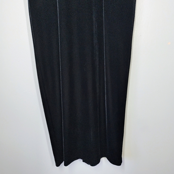Vintage Robbie Bee Black Velvet Maxi Dress Bow Lace Sleeves Size 12 Petite - Picture 2 of 12